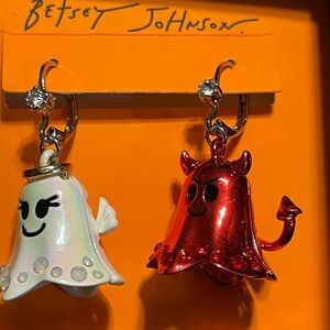 Betsey Johnson White Ghost and Red Devil Earrings
